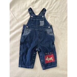 Class Club Vintage Baby 6 Months Denim Overalls Good Boy Dog Adjustable